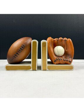 Vintage Lefton H067 Football & Baseball Ceramic Bookends